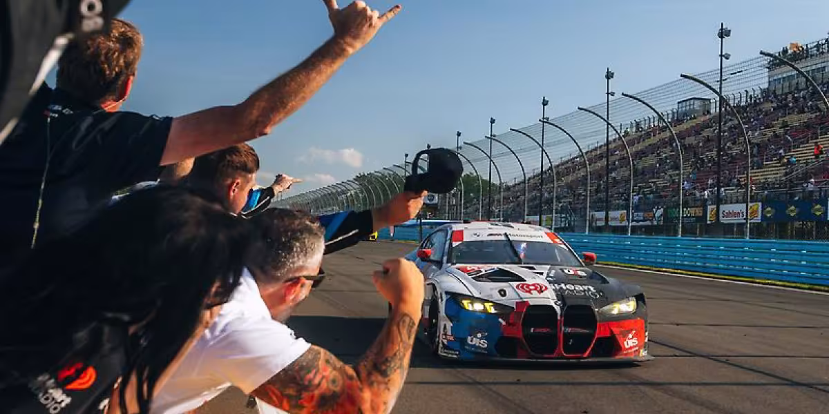 BMW M4 GT3 EVO celebrates its first win of the season at the Six Hours of the Glen